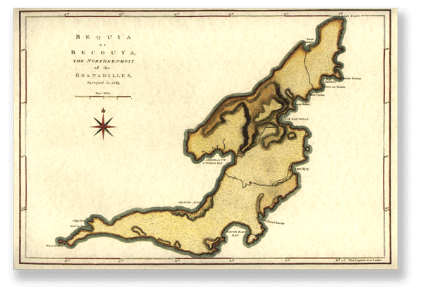 antique map bequia